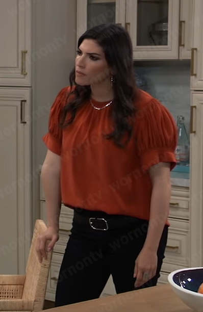 Brook Lynn’s red puff sleeve top on General Hospital