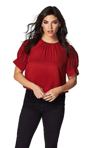 Brook Lynn’s red puff sleeve top on General Hospital