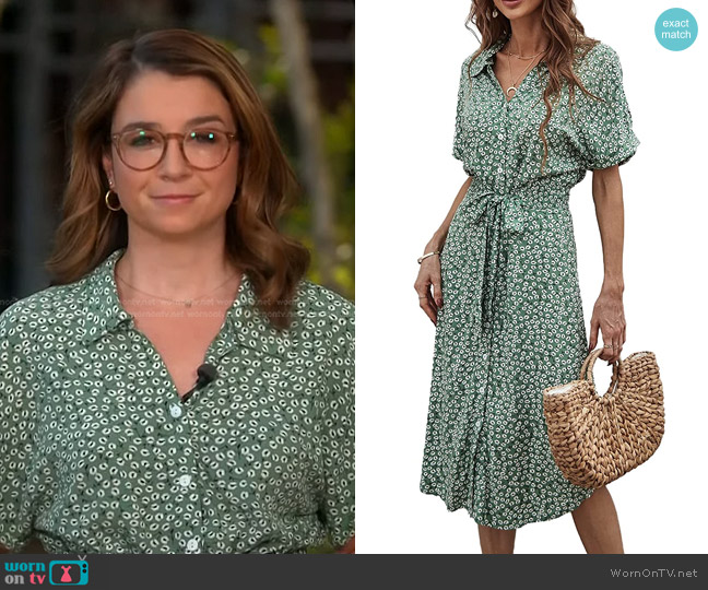 Brovave at Amazon Summer Casual Short Sleeve Shirt Dress worn by Maura Barrett on NBC News Daily