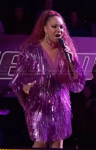 Cait Martin’s sequin fringed mini dress on The Voice