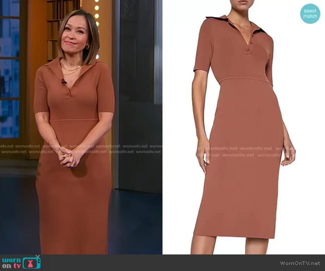 Scanlan Theodore Crepe-Knit Polo Midi-Dress worn by Eva Pilgrim on Good Morning America