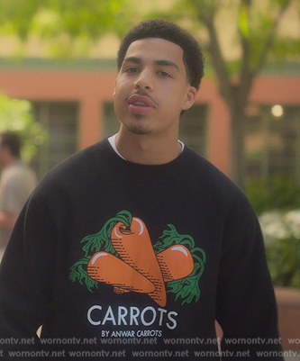Junior's black carrot graphic sweatshirt on Grown-ish