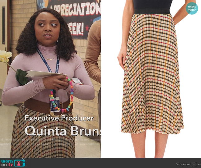 Cece Pleated Elastic Waist Midi Skirt worn by Janine Teagues (Quinta Brunson) on Abbott Elementary