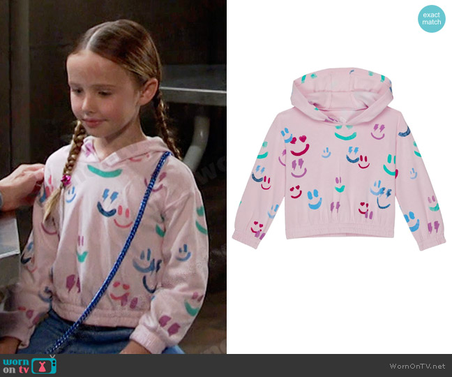 Chaser Kids Smiley Daze Vintage Fleece Hoodie worn by Rachel Black (Finley Rose Slater) on Days of our Lives