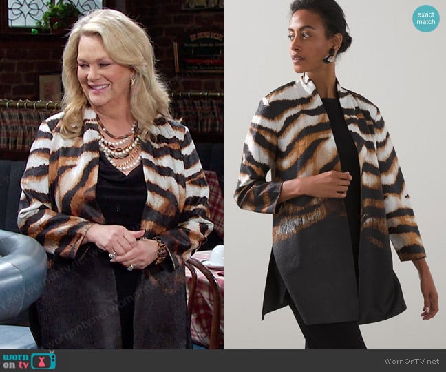 Chicos Print Reversible Jacket worn by Anna DiMera (Leann Hunley) on Days of our Lives