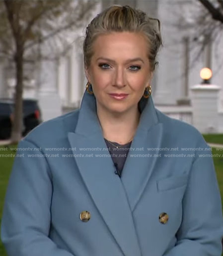 Christina Ruffini’s blue coat on CBS Mornings