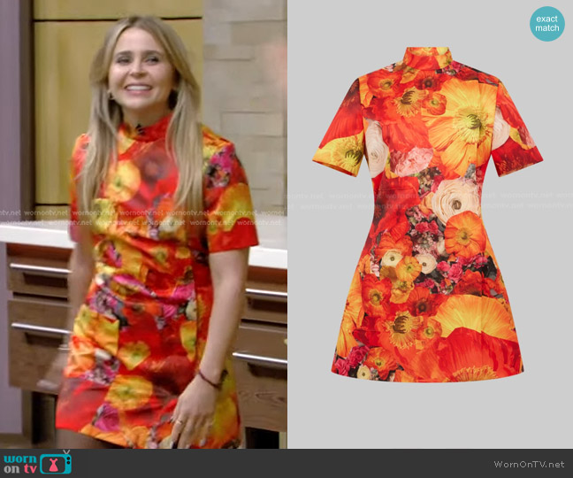 Christopher Kane Full Bloom Mini Dress worn by Mae Whitman on Live with Kelly and Mark