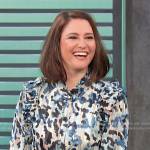 Chyler Leigh’s blue camo print dress on Access Hollywood