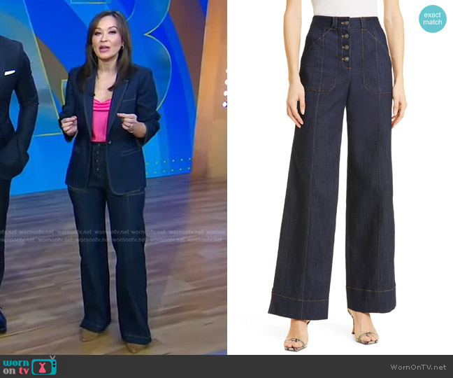 WornOnTV: Eva’s stitched denim blazer and jeans on Good Morning America ...