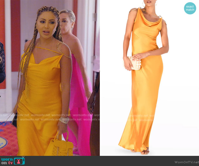 Cult Gaia Azealia Open-Back Cowl-Neck Gown worn by Larsa Pippen (Larsa Pippen) on The Real Housewives of Miami