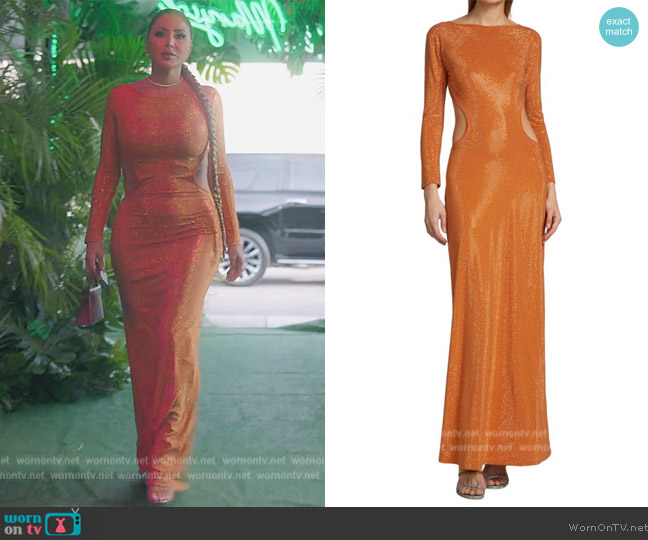 Cult Gaia Dari Metallic Gown worn by Larsa Pippen (Larsa Pippen) on The Real Housewives of Miami