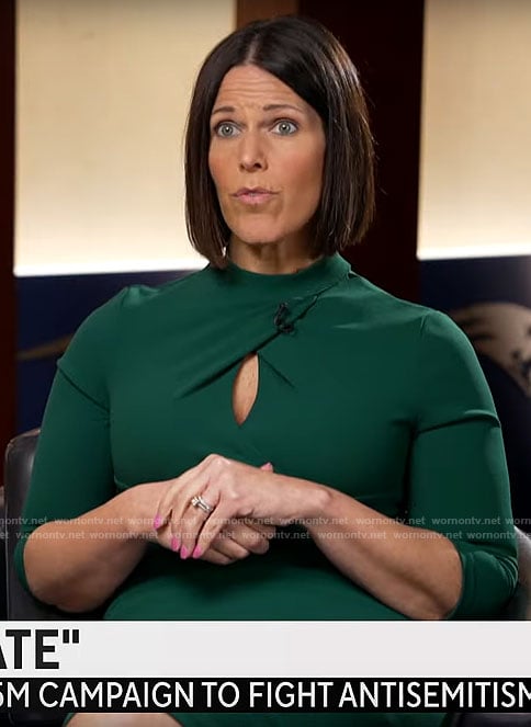 Dana Jacobson’s green keyhole dress on CBS Mornings