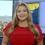 Dani Beckstrom’s red puff sleeve dress on Good Morning America