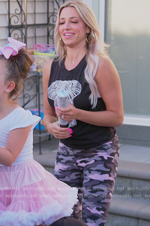 Danielle's camo leggings and elephant tank on The Real Housewives of New Jersey