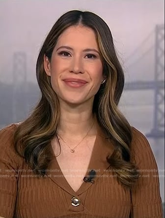 Deirdre Bosa’s brown ribbed top on NBC News Daily