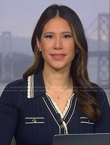 Deirdre’s navy contrast ribbed dress on NBC News Daily