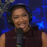 Deja Vu’s burgundy tie neck sheath on Live with Kelly and Ryan