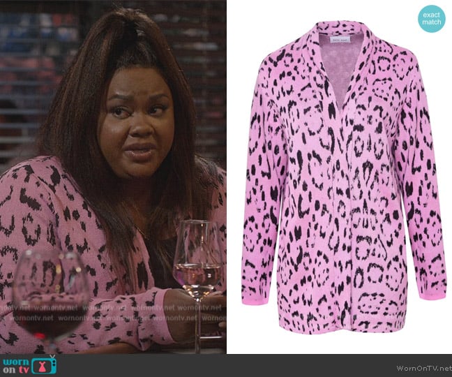 Baja East Knit Cardigan worn by Nicky (Nicole Byer) on Grand Crew