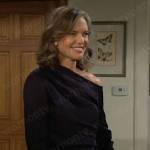 Diane’s navy one shoulder blouse on The Young and the Restless