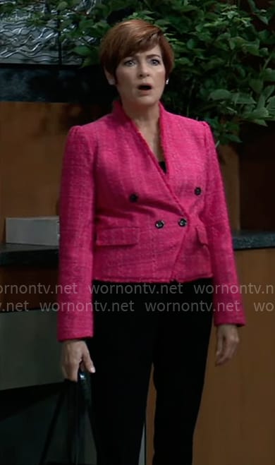 Diane's pink tweed blazer on General Hospital