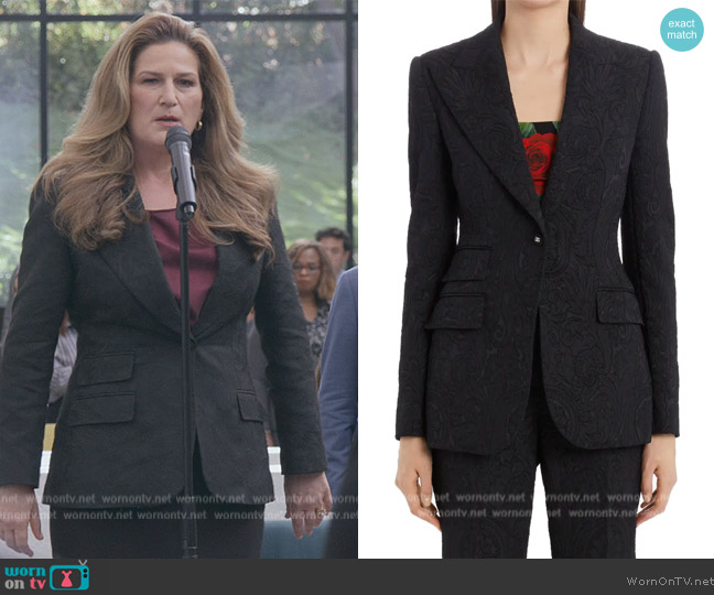 WornOnTV: Katherine’s black jacquard blazer on American Auto | Ana ...