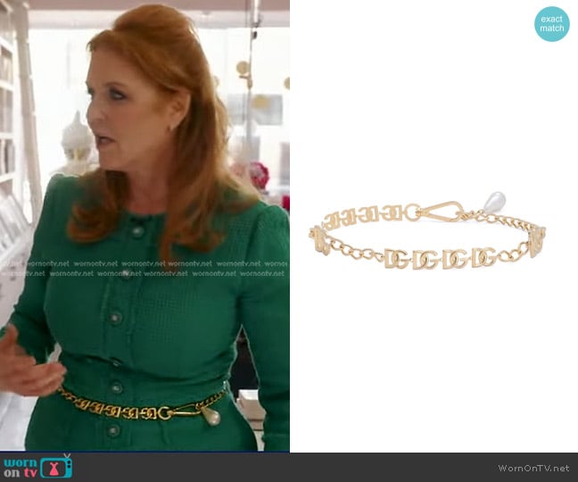 Dolce & GabbanaDG Logo Chain Belt with Pearlescent Drop worn by Sarah Ferguson on Good Morning America