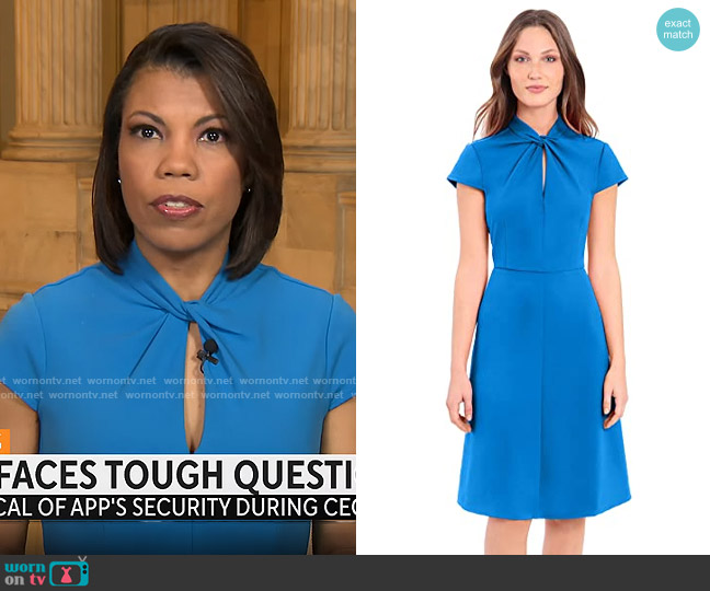 Donna Morgan Twisted Keyhole Neckline Fit & Flare Dress worn by Nikole Killion on CBS Mornings