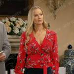 Donna’s red floral wrap top on The Bold and the Beautiful