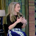 Dr Becky’s blue tie dye skirt on Live with Kelly and Ryan
