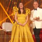 Drew’s yellow ruffle shoulder gown on The Drew Barrymore Show