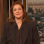 Drew’s black pinstripe blazer on The Drew Barrymore Show