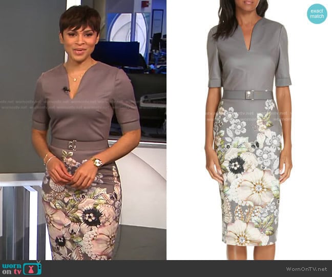 Ted Baker Wendala Gem Gardens Dress worn by Jericka Duncan on CBS Evening News