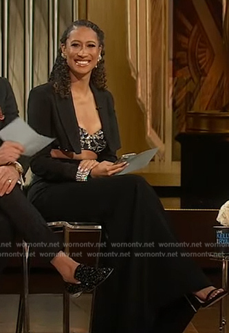 Elaine Welteroth’s black cropped jacket on Live with Kelly and Ryan