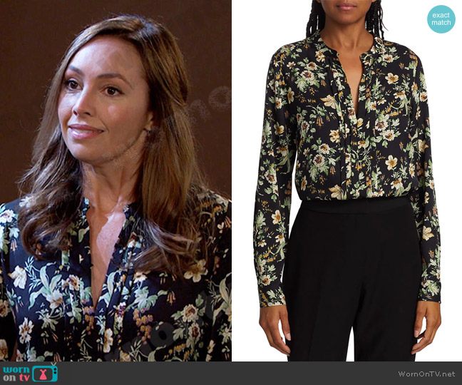 Elie Tahari Pleated Silk Blouse worn by Gwen Rizczech (Emily O'Brien) on Days of our Lives
