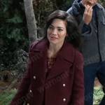 Elizabeth’s burgundy peacoat on General Hospital