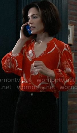 Elizabeth’s red floral top on General Hospital