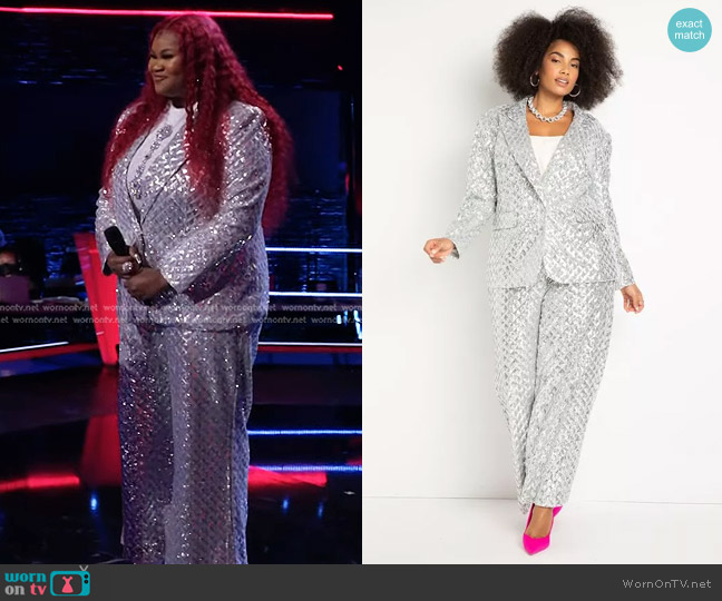 Eloquii Patterned Sequin Blazer worn by Manasseh Samone on The Voice