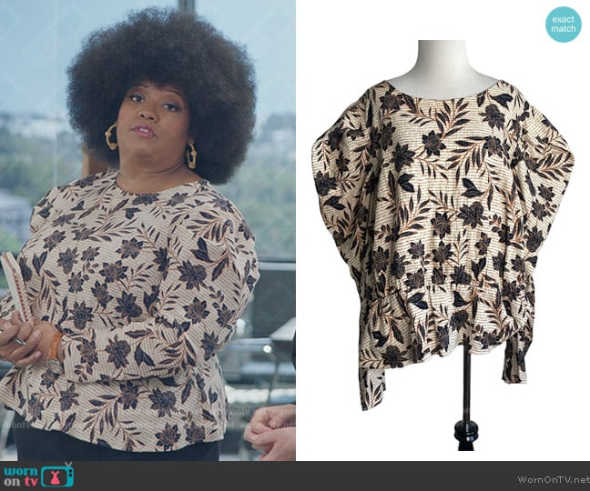 Eloquii Peplum Blouse worn by Dori Ovens (X Mayo) on American Auto