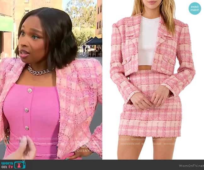 Endless Rose Crop Tweed Blazer worn by Jennifer Hudson on Extra