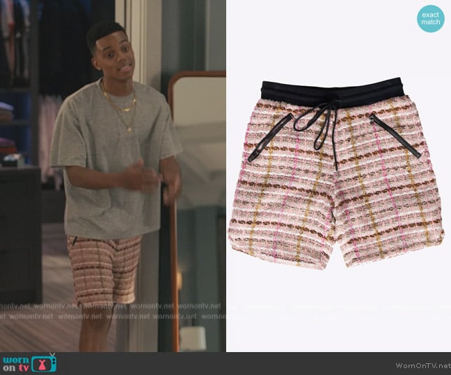 Eptm Tweed Trucker Shorts worn by Will Smith (Jabari Banks) on Bel-Air