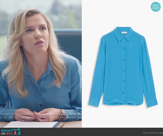 Equipment Leema washed-silk shirt worn by Sadie Ryan (Harriet Dyer) on American Auto