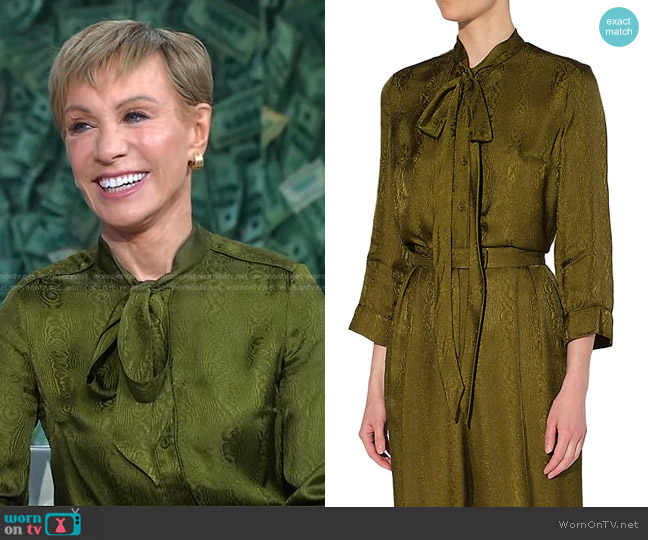 Erdem Jacquard Button-Front Blouse worn by Barbara Corcoran on Good Morning America