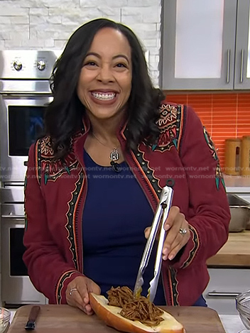 Erica B Roby’s red studded suede jacket on Today