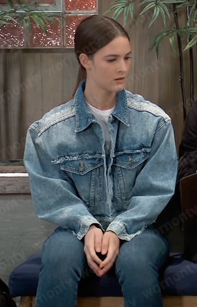 Esme’s oversized cropped denim jacket on General Hospital