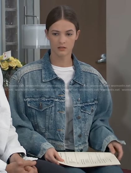 Esme’s oversized cropped denim jacket on General Hospital