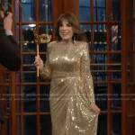 Esther’s gold sequin long sleeve dress on The Young and the Restless