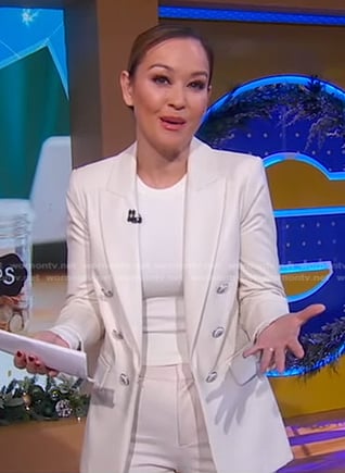 Eva’s ivory double breasted blazer on Good Morning America