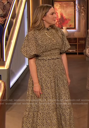Eve Rodsky’s floral puff sleeve dress on The Drew Barrymore Show