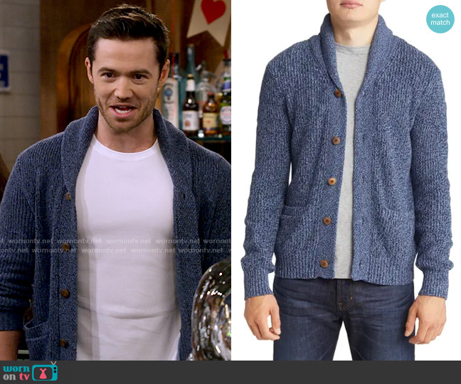 Faherty Marled Organic Cotton & Cashmere Cardigan worn by Charlie (Tom Ainsley) on How I Met Your Father