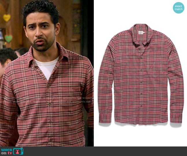 Faherty Movement Flannel in Mountain View worn by Sid (Suraj Sharma) on How I Met Your Father